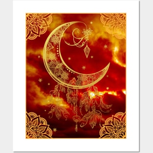 Mandala Fire Moon Posters and Art